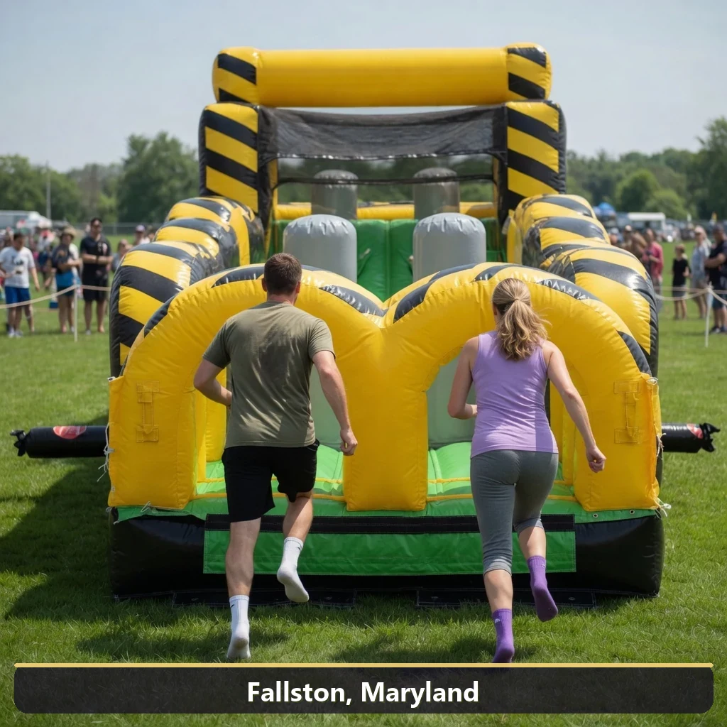 Inflatable obstacle course rental for events in Fallston, Maryland