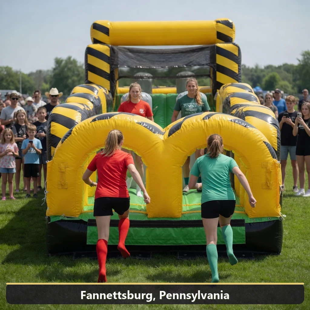 Inflatable obstacle course rental for events in Fannettsburg, Pennsylvania