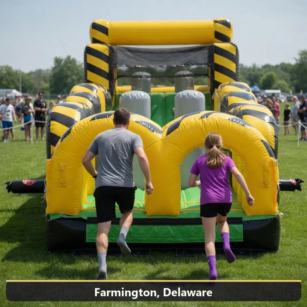 Inflatable obstacle course rental for events in Farmington, Delaware