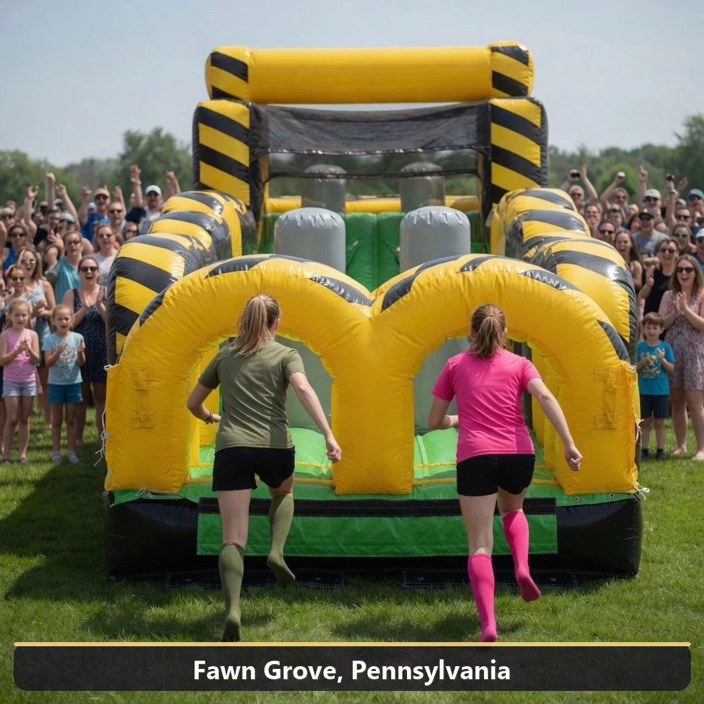 Inflatable obstacle course rental for events in Fawn Grove, Pennsylvania