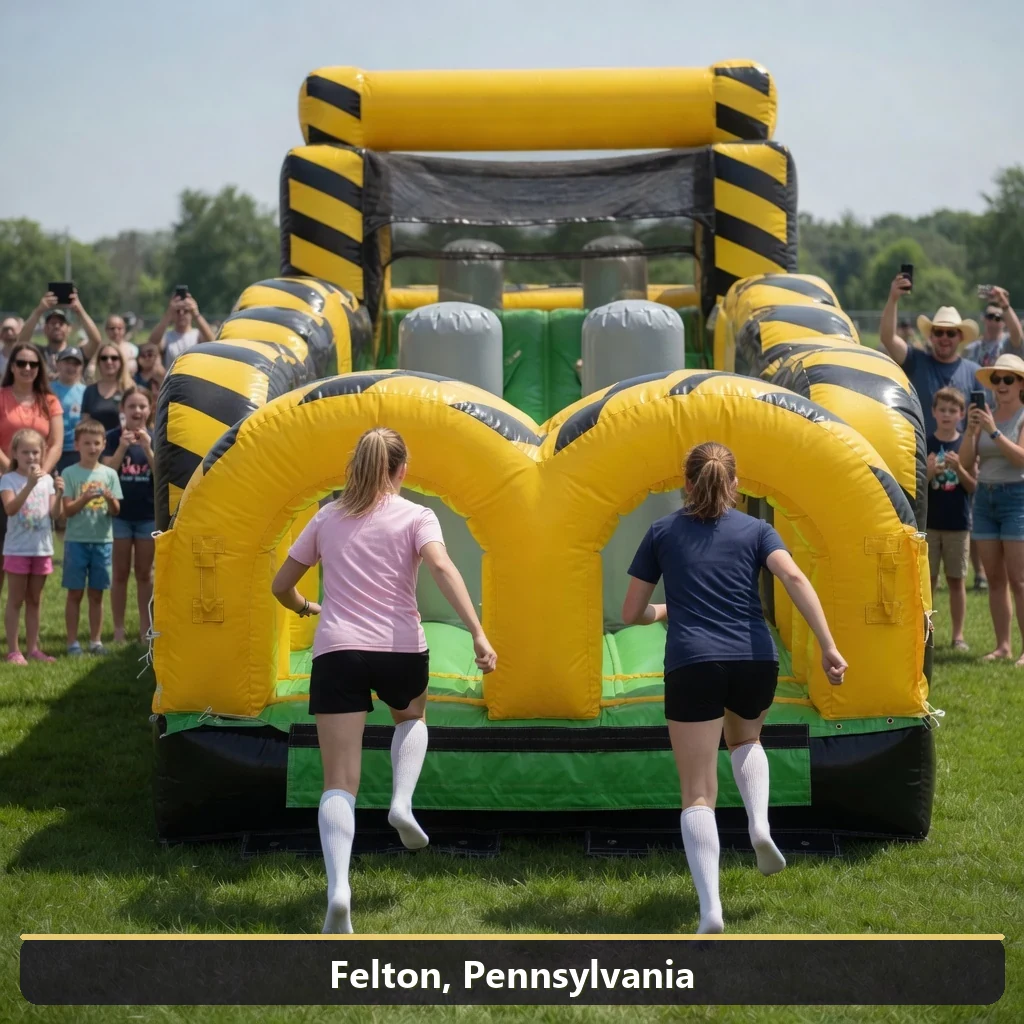 Inflatable obstacle course rental for events in Felton, Pennsylvania