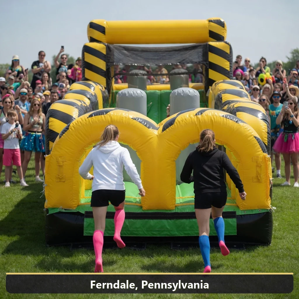 Inflatable obstacle course rental for events in Ferndale, Pennsylvania