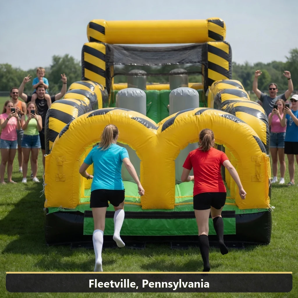 Inflatable obstacle course rental for events in Fleetville, Pennsylvania