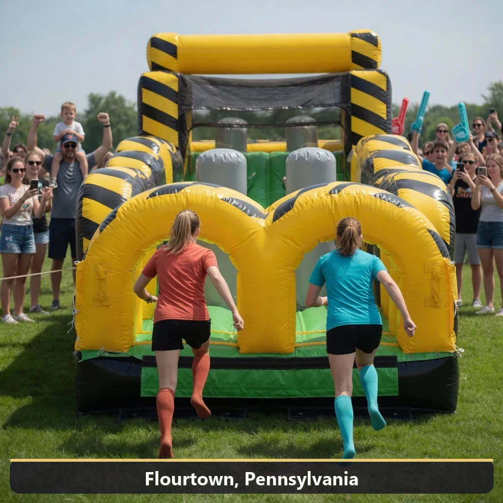 Inflatable obstacle course rental for events in Flourtown, Pennsylvania