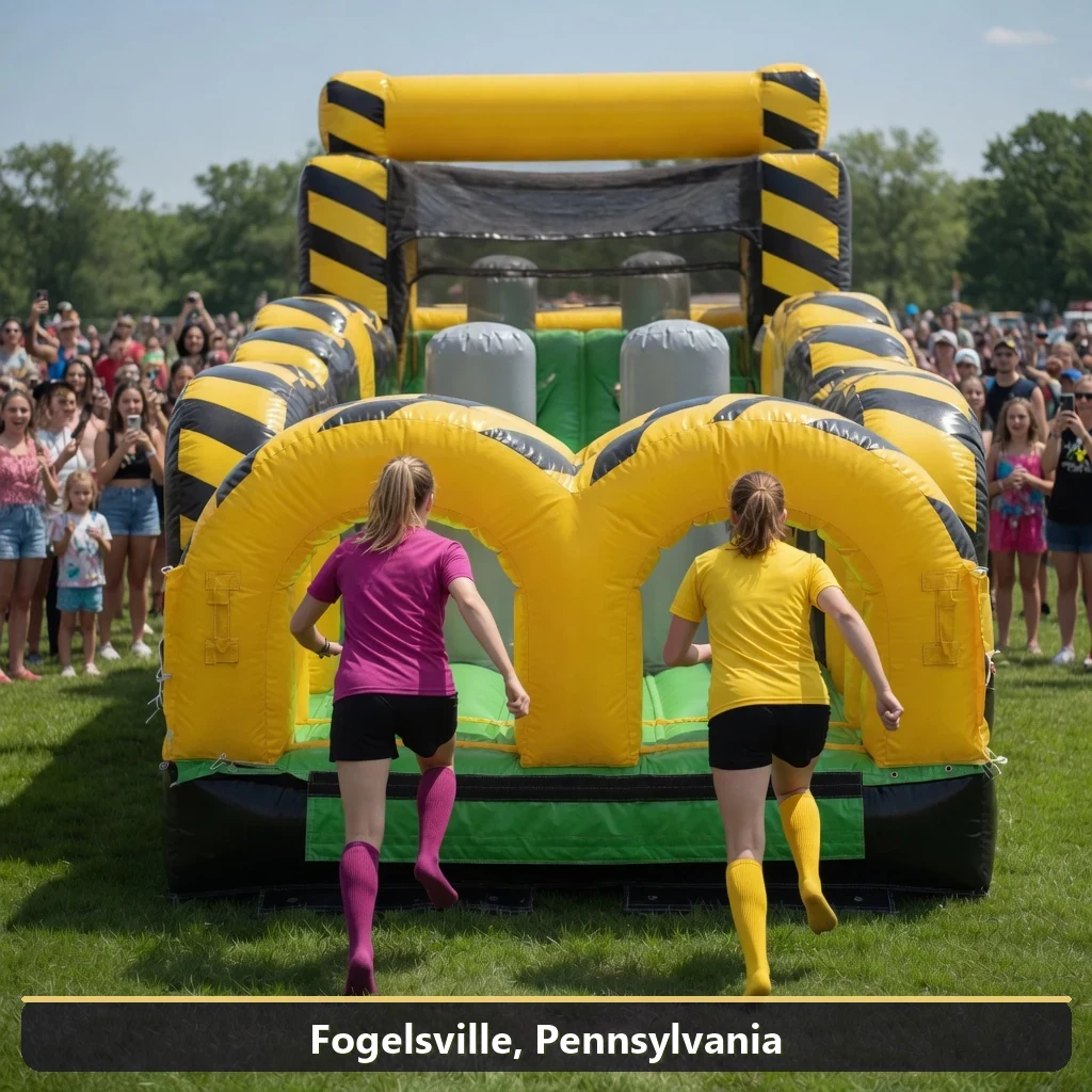 Inflatable obstacle course rental for events in Fogelsville, Pennsylvania