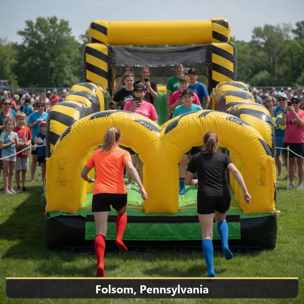 Inflatable obstacle course rental for events in Folsom, Pennsylvania