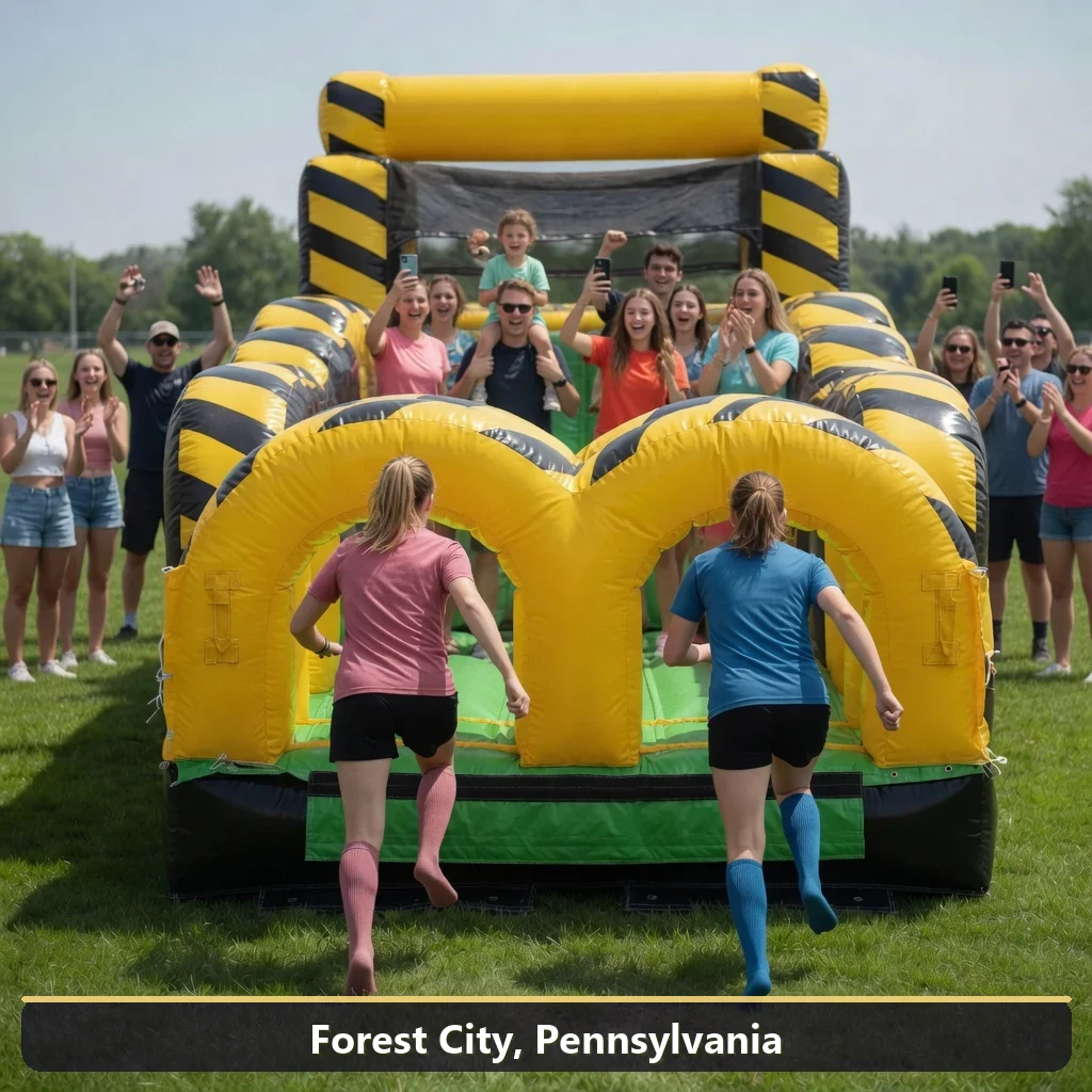 Inflatable obstacle course rental for events in Forest City, Pennsylvania