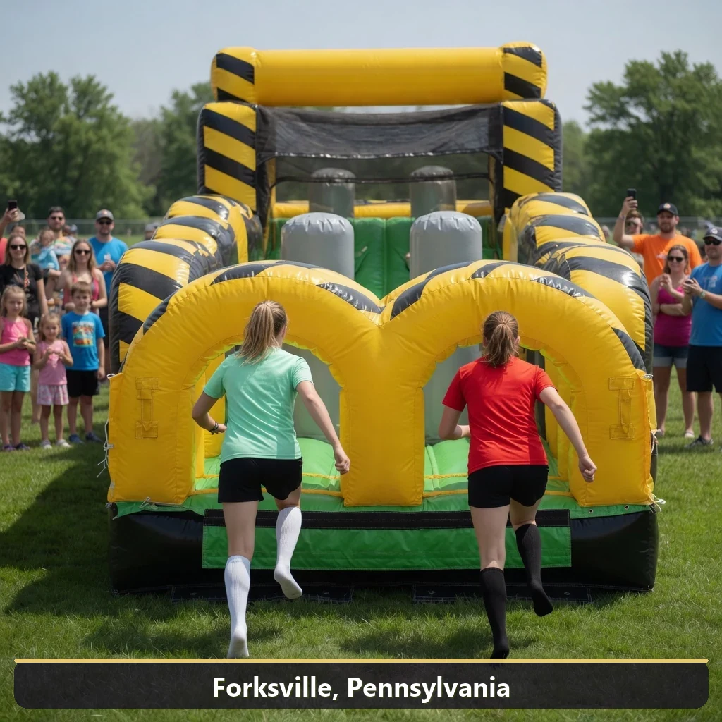 Inflatable obstacle course rental for events in Forksville, Pennsylvania