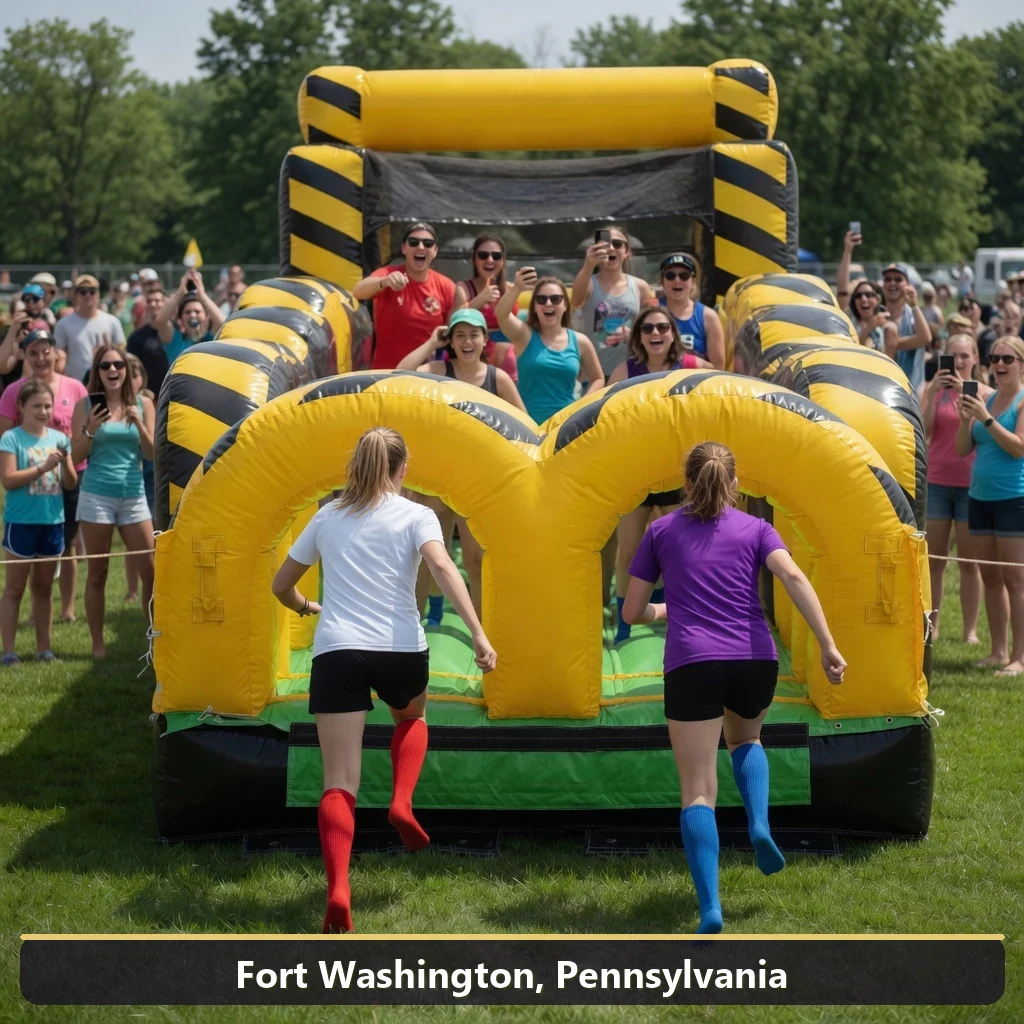 Inflatable obstacle course rental for events in Fort Washington, Pennsylvania