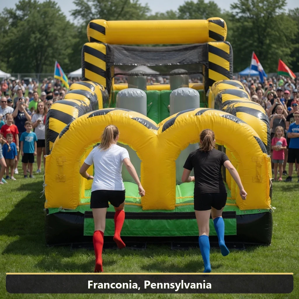 Inflatable obstacle course rental for events in Franconia, Pennsylvania