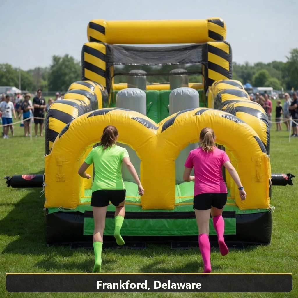 Inflatable obstacle course rental for events in Frankford, Delaware