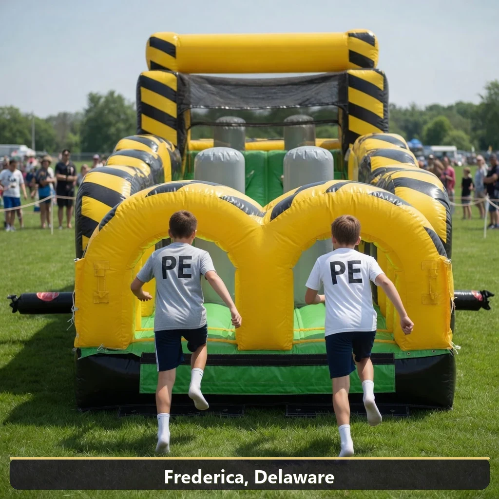 Inflatable obstacle course rental for events in Frederica, Delaware