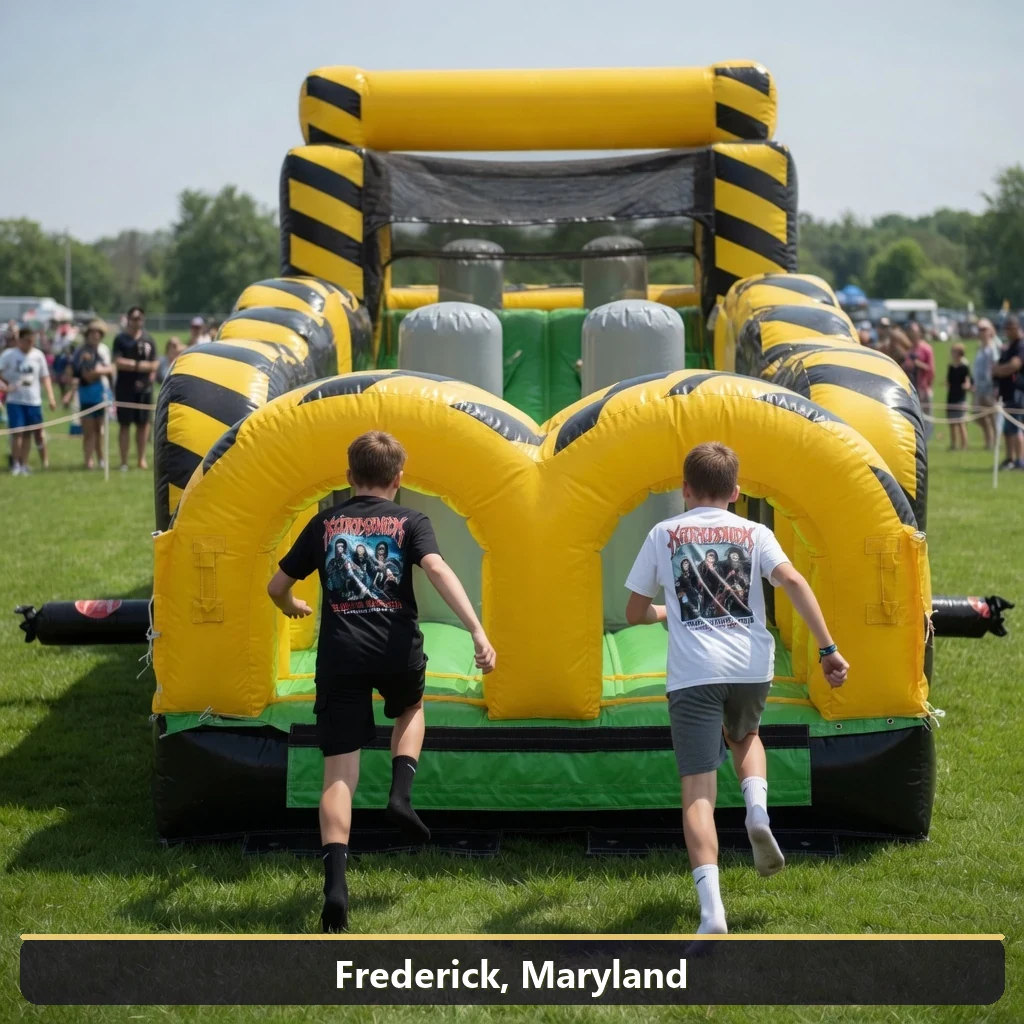 Inflatable obstacle course rental for events in Frederick, Maryland