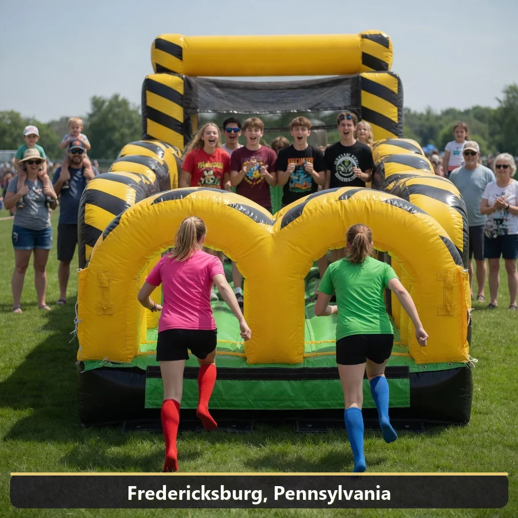 Inflatable obstacle course rental for events in Fredericksburg, Pennsylvania