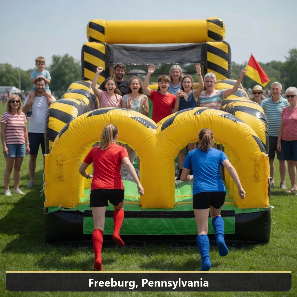 Inflatable obstacle course rental for events in Freeburg, Pennsylvania
