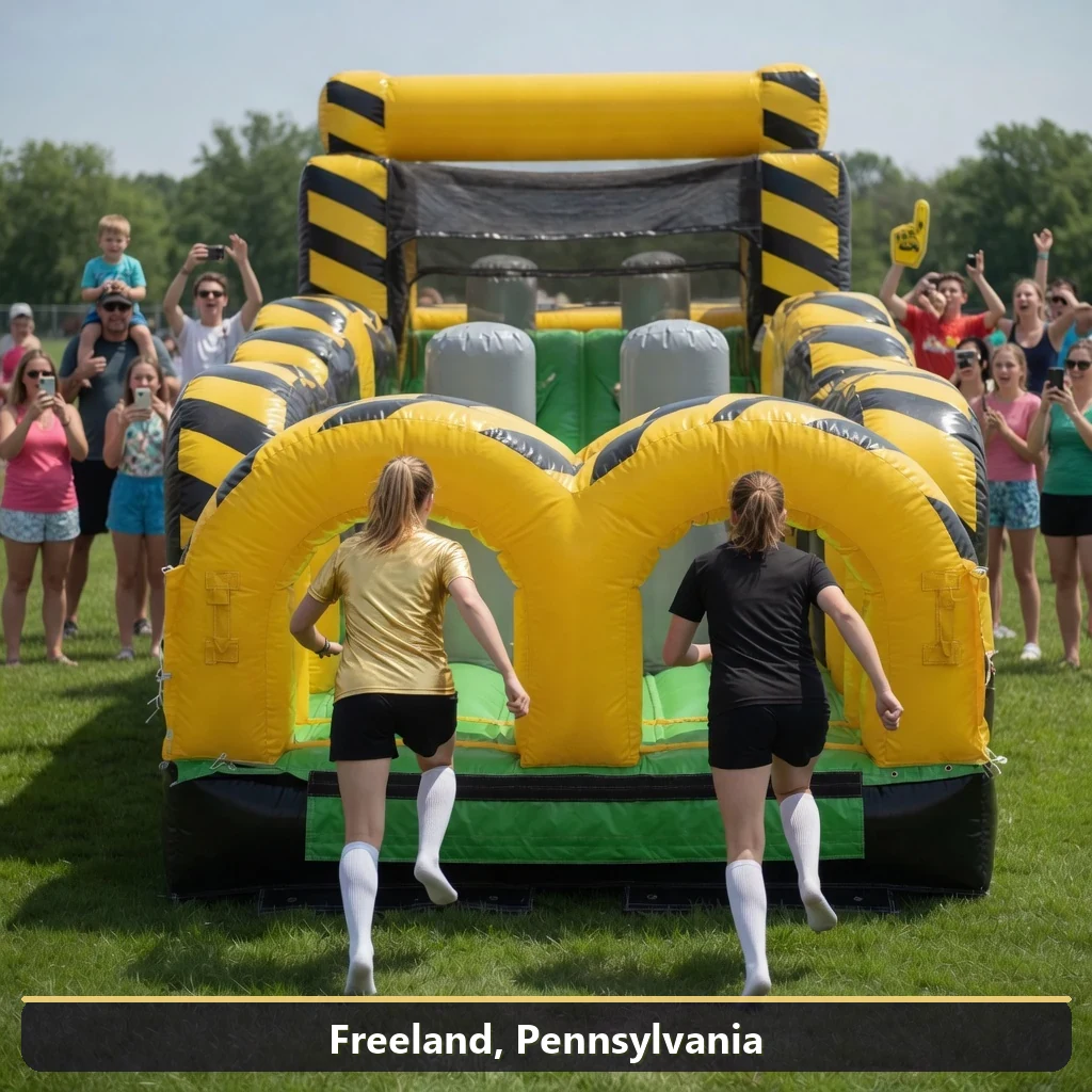 Inflatable obstacle course rental for events in Freeland, Pennsylvania
