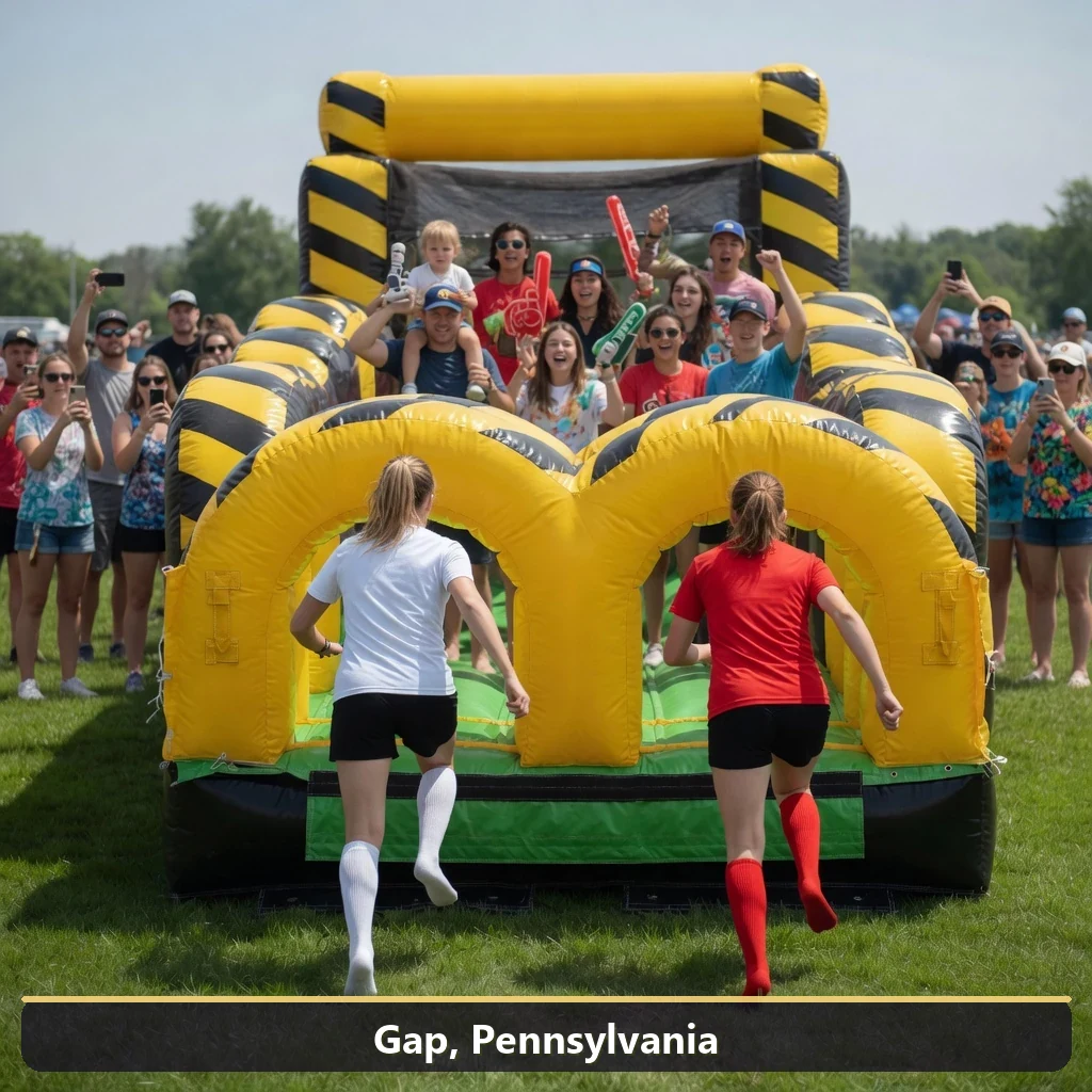 Inflatable obstacle course rental for events in Gap, Pennsylvania