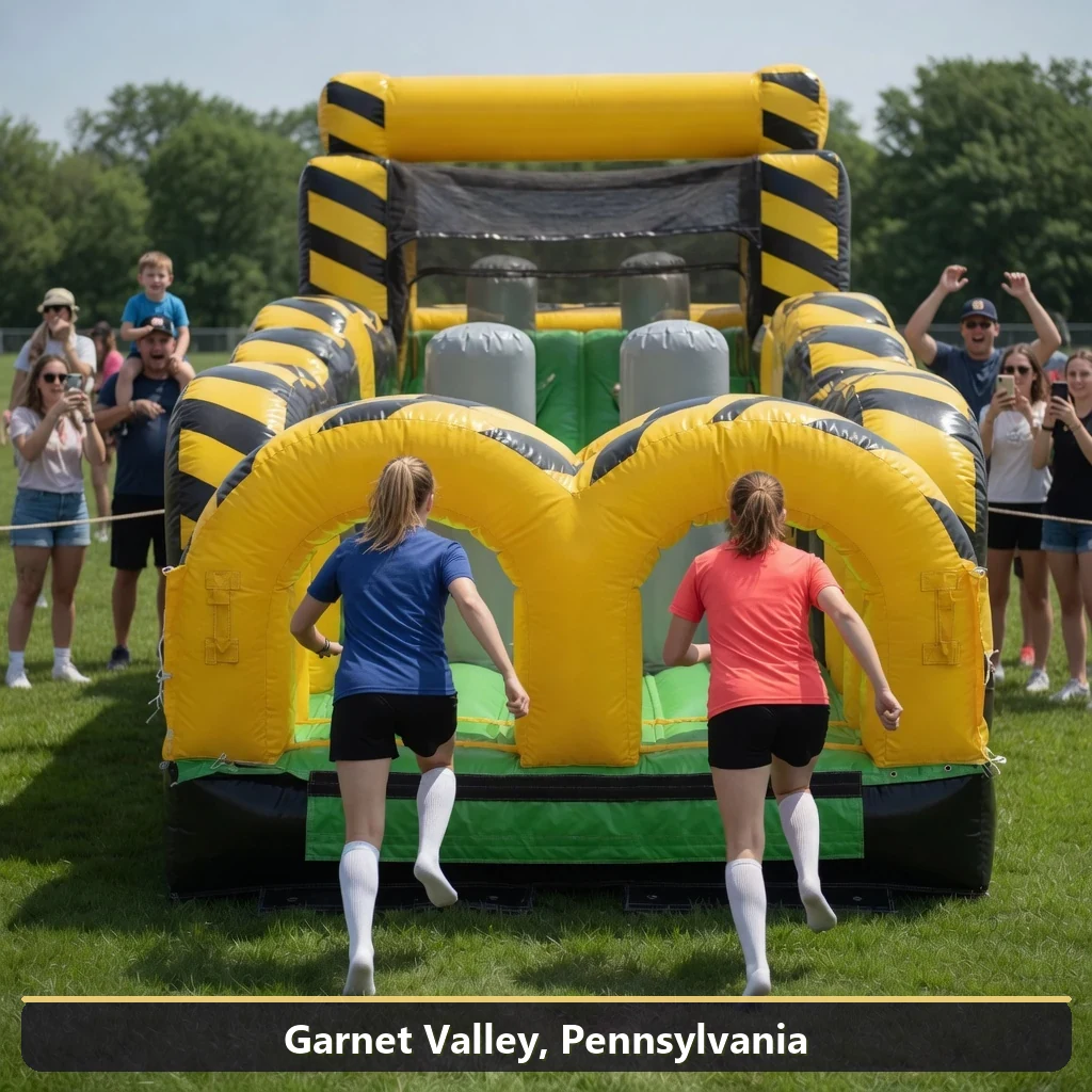Inflatable obstacle course rental for events in Garnet Valley, Pennsylvania