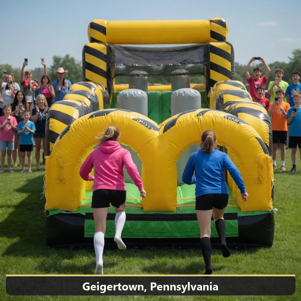 Inflatable obstacle course rental for events in Geigertown, Pennsylvania