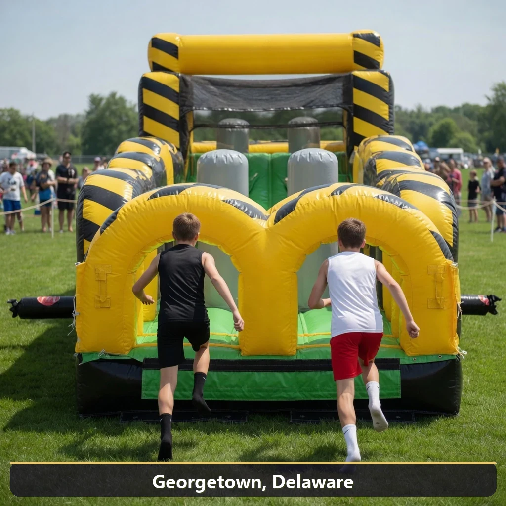 Inflatable obstacle course rental for events in Georgetown, Delaware