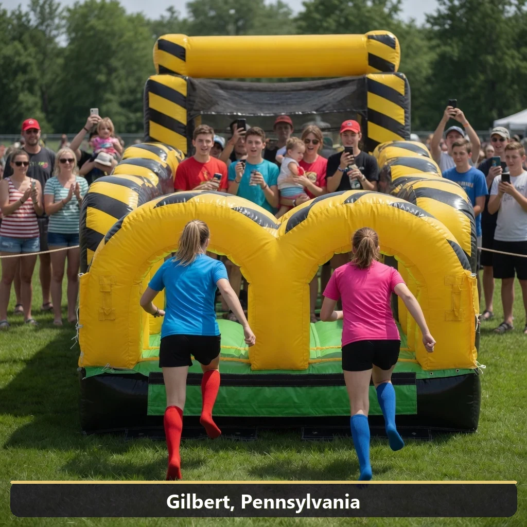 Inflatable obstacle course rental for events in Gilbert, Pennsylvania