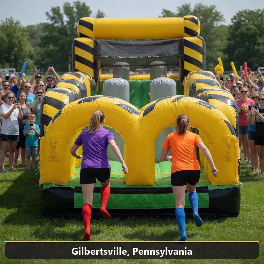 Inflatable obstacle course rental for events in Gilbertsville, Pennsylvania