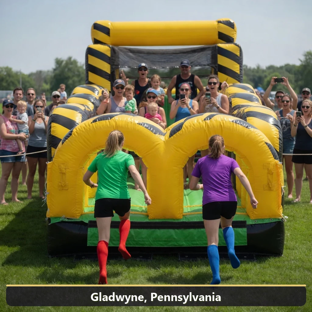 Inflatable obstacle course rental for events in Gladwyne, Pennsylvania