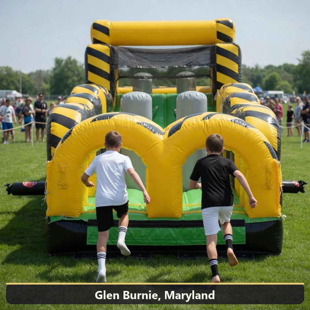 Inflatable obstacle course rental for events in Glen Burnie, Maryland