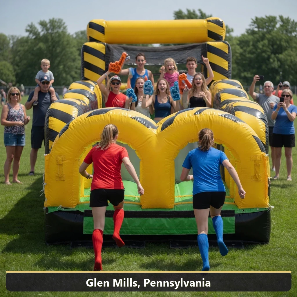 Inflatable obstacle course rental for events in Glen Mills, Pennsylvania