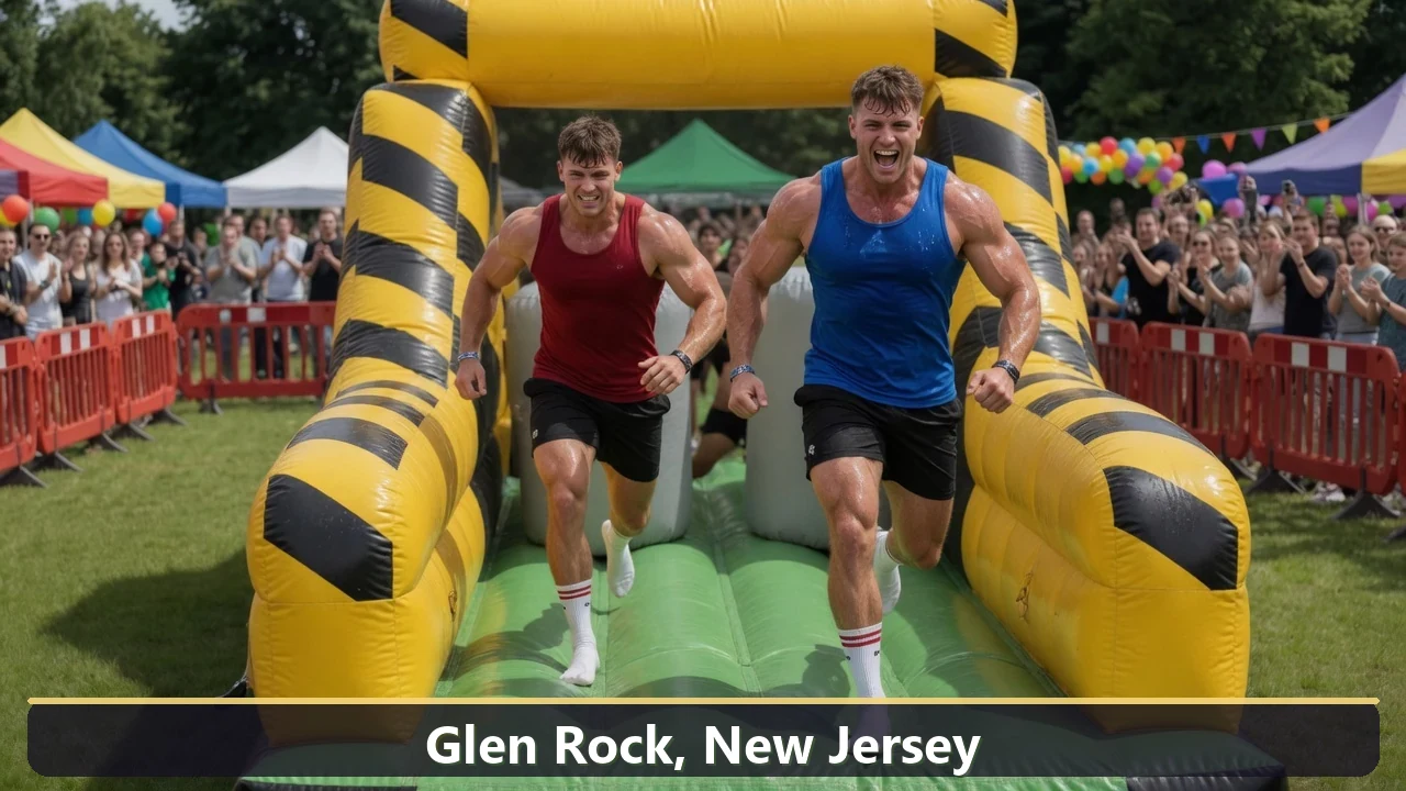 Inflatable obstacle course rental for events in Glen Rock, New Jersey