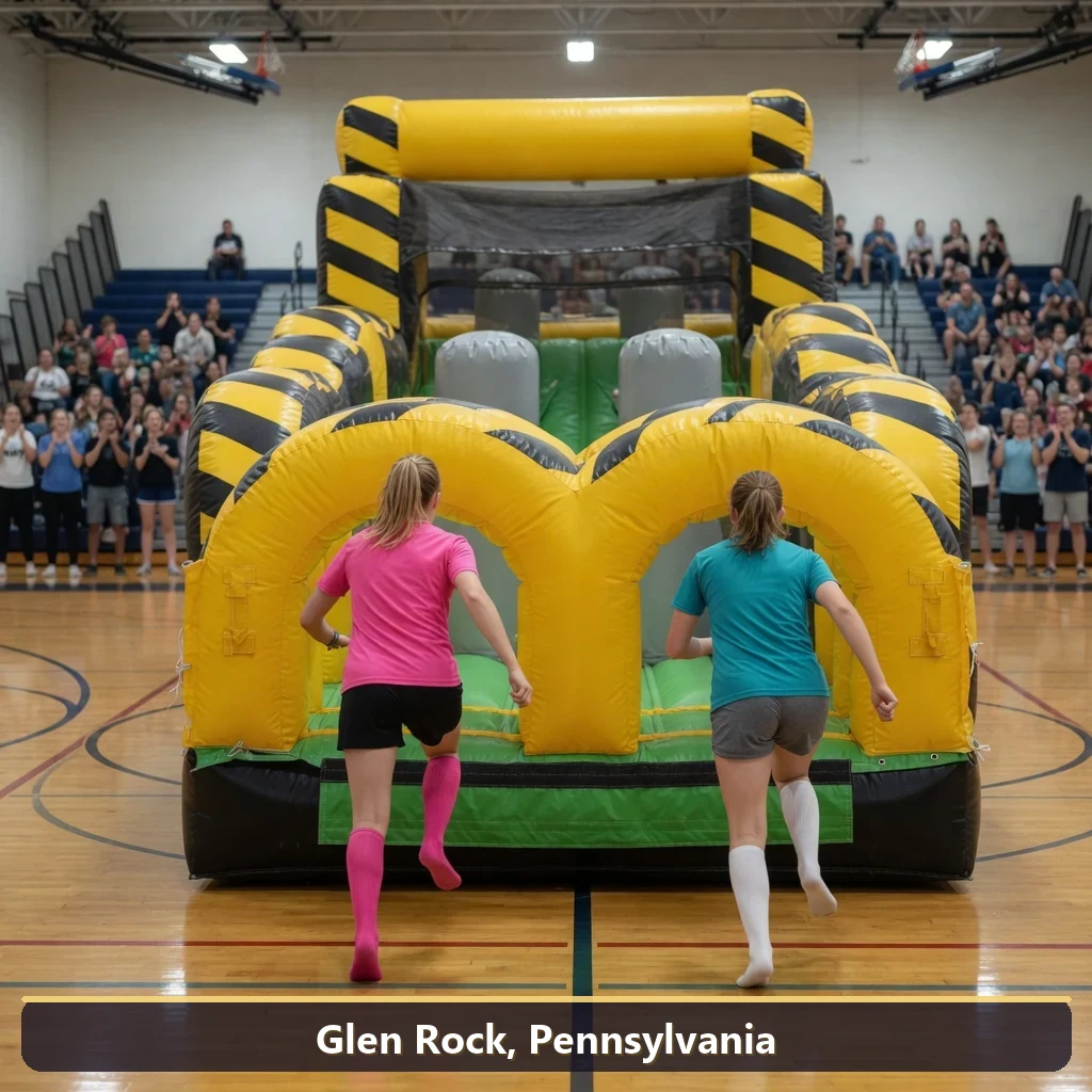 Inflatable obstacle course rental for events in Glen Rock, Pennsylvania