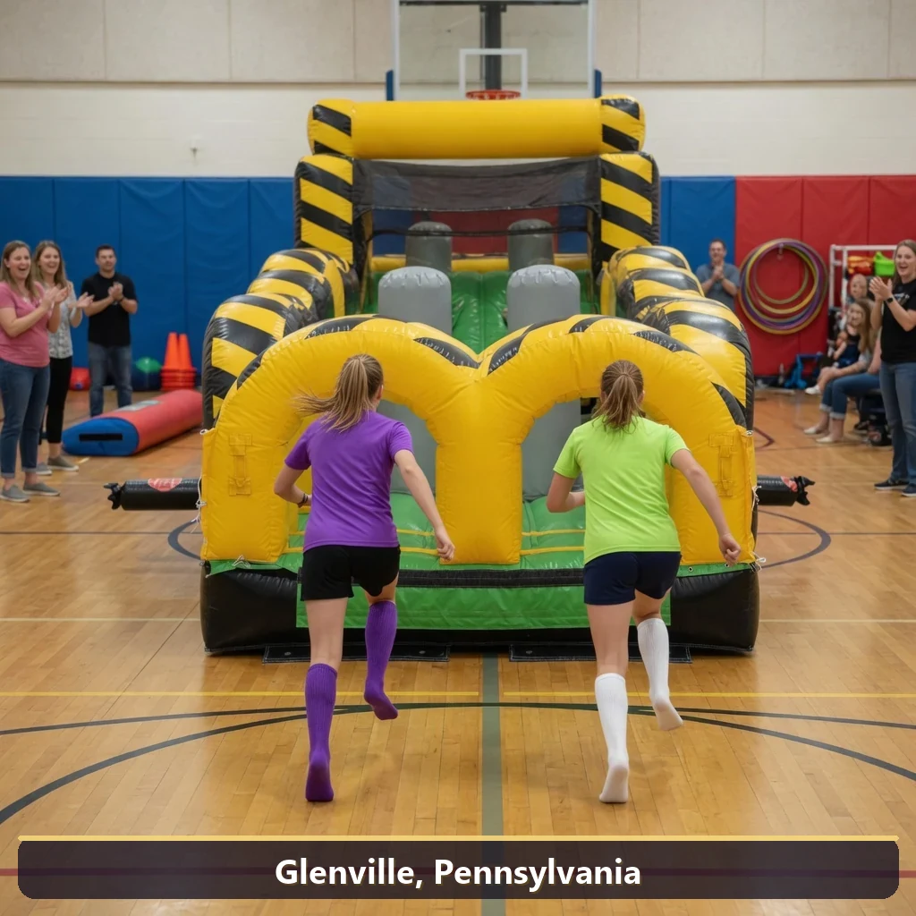 Inflatable obstacle course rental for events in Glenville, Pennsylvania