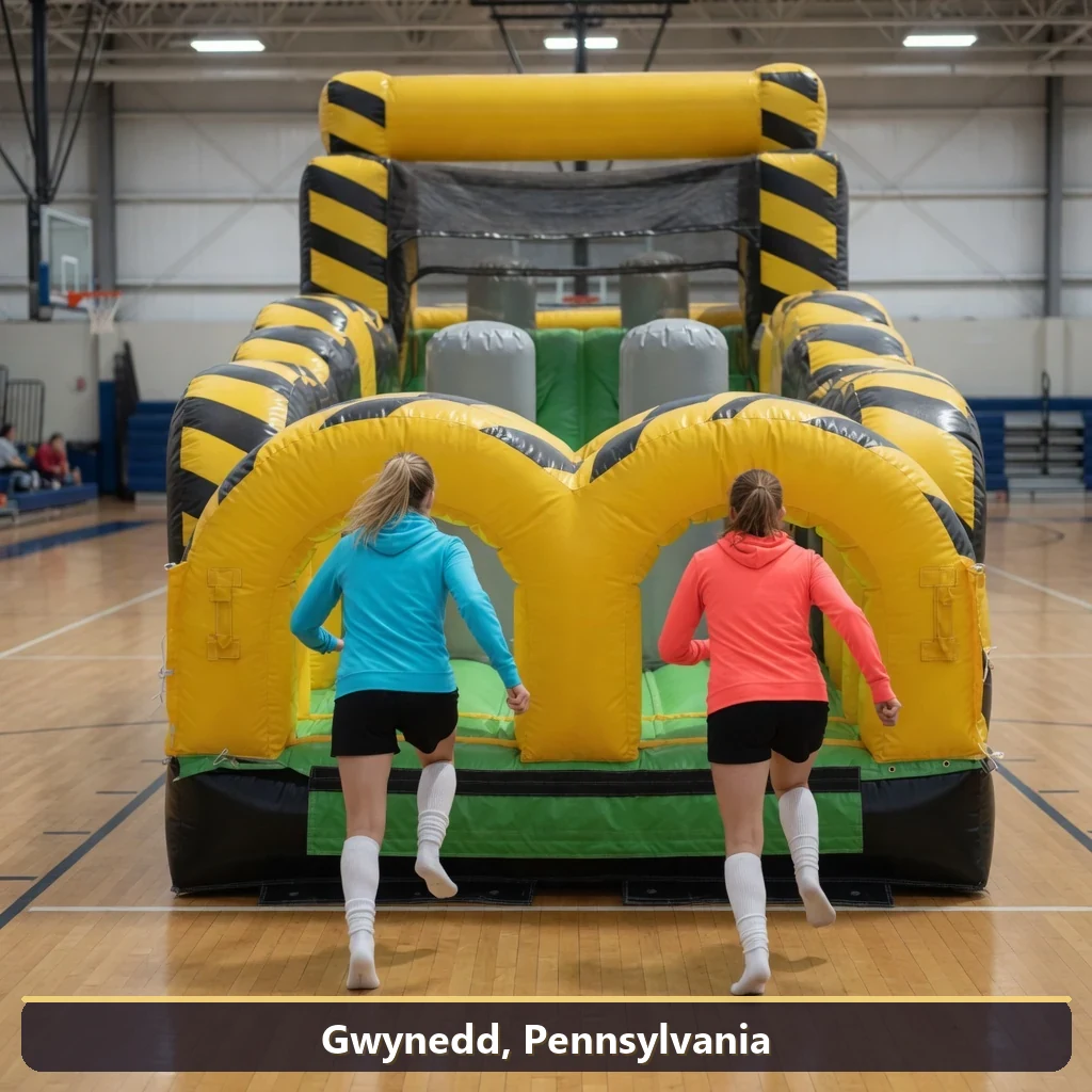 Inflatable obstacle course rental for events in Gwynedd, Pennsylvania