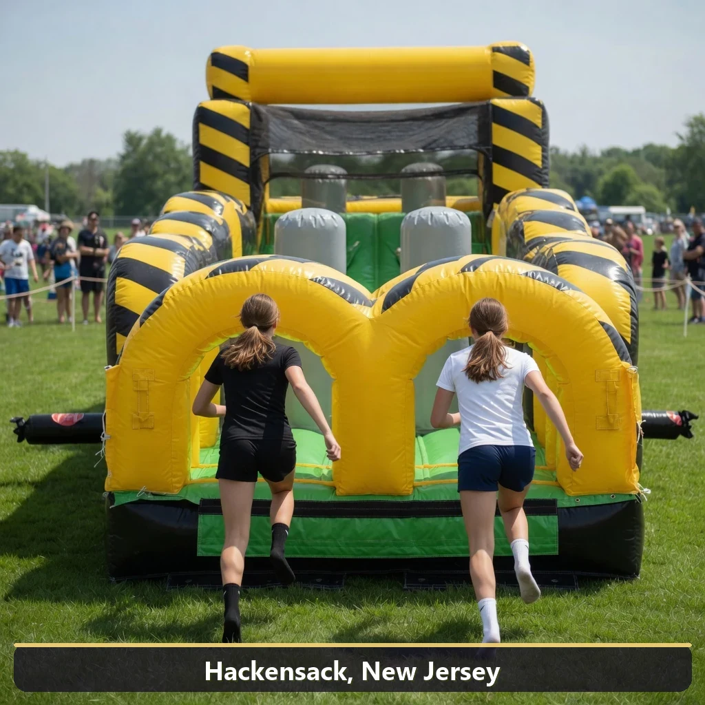 Inflatable obstacle course rental for events in Hackensack, New Jersey