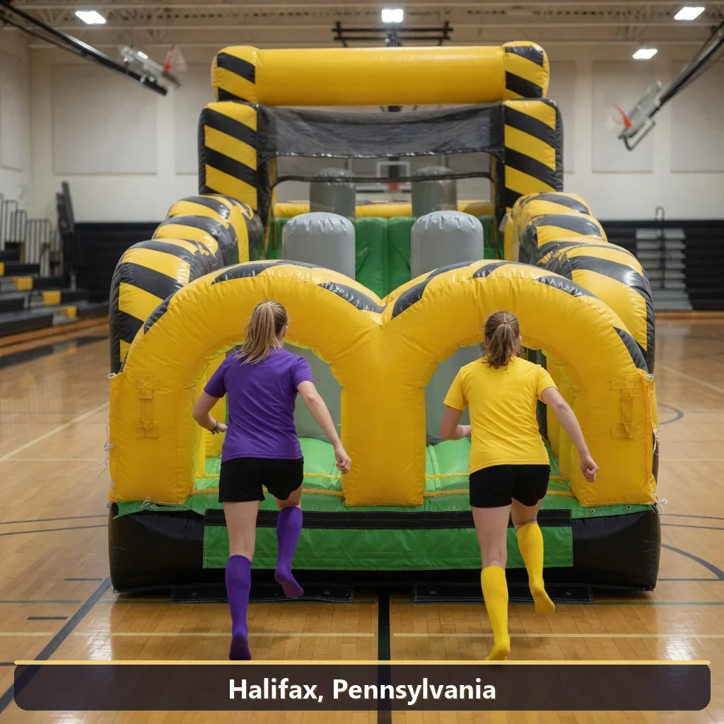 Inflatable obstacle course rental for events in Halifax, Pennsylvania