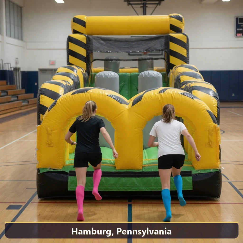Inflatable obstacle course rental for events in Hamburg, Pennsylvania