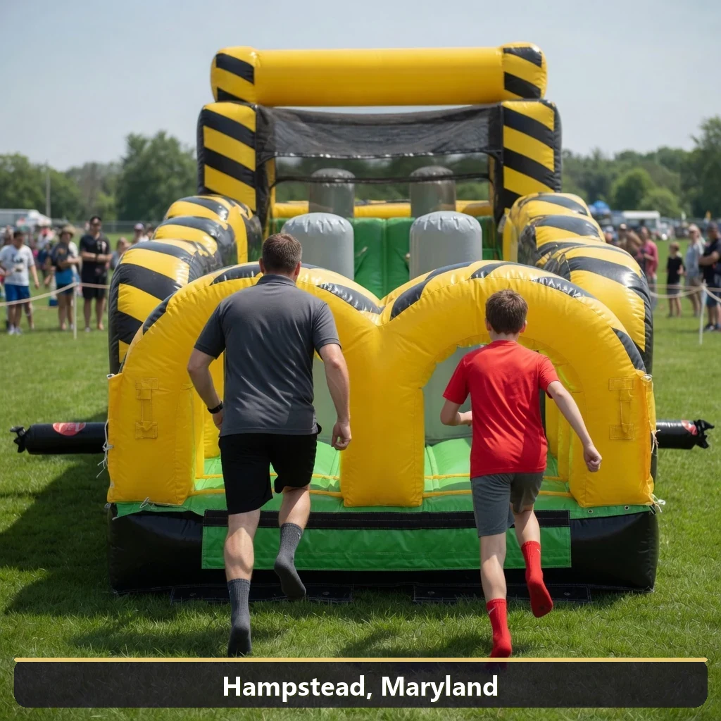 Inflatable obstacle course rental for events in Hampstead, Maryland