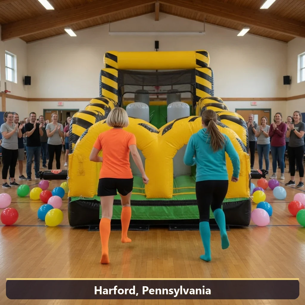 Inflatable obstacle course rental for events in Harford, Pennsylvania