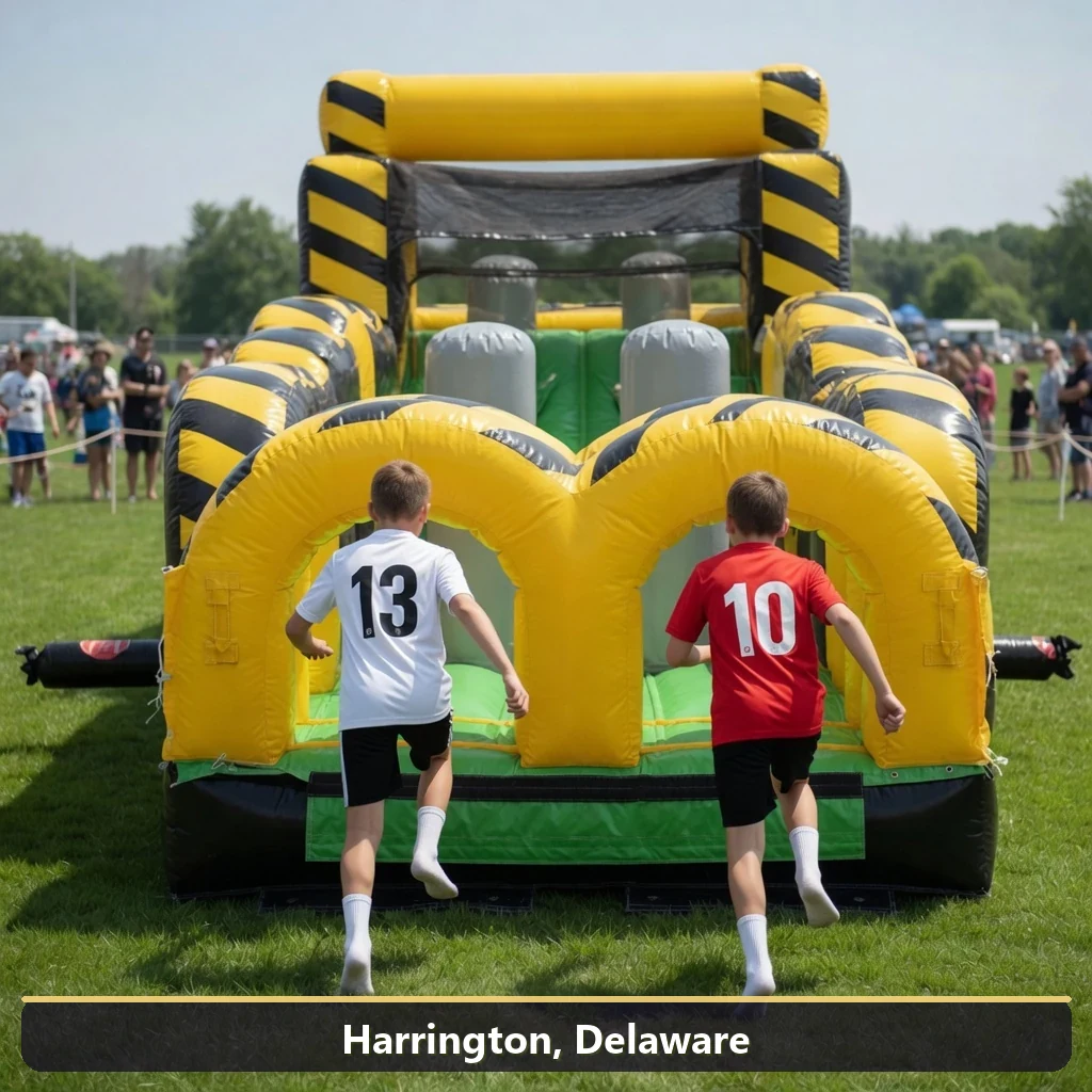 Inflatable obstacle course rental for events in Harrington, Delaware