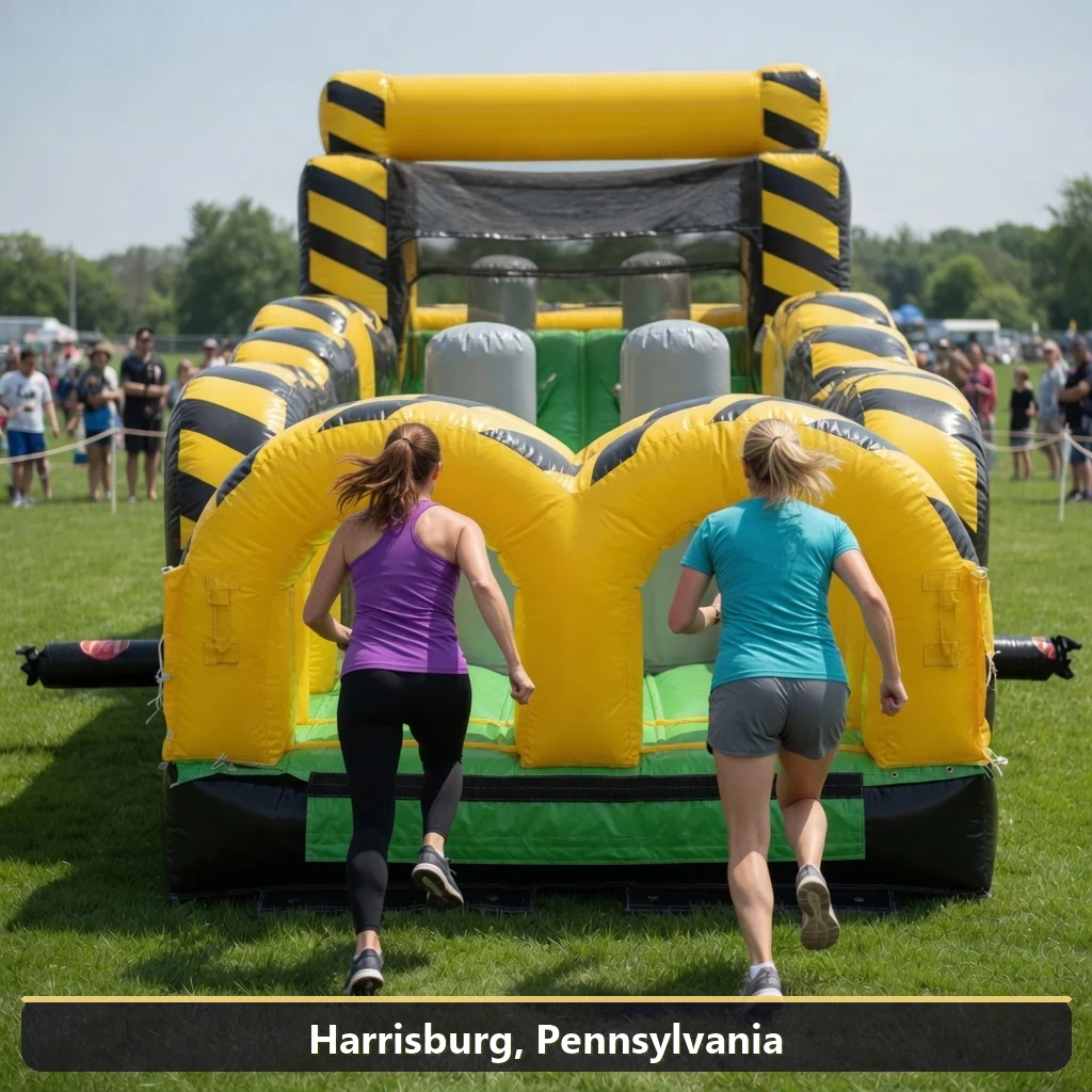 Inflatable obstacle course rental for events in Harrisburg, Pennsylvania
