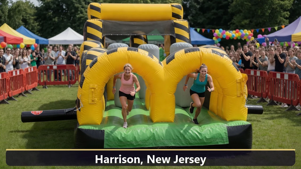 Inflatable obstacle course rental for events in Harrison, New Jersey