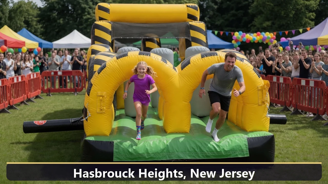 Inflatable obstacle course rental for events in Hasbrouck Heights, New Jersey