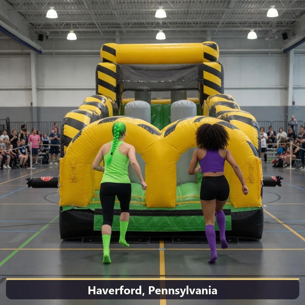 Inflatable obstacle course rental for events in Haverford, Pennsylvania