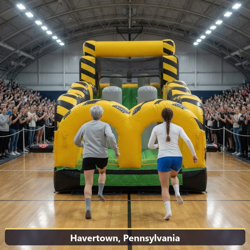 Inflatable obstacle course rental for events in Havertown, Pennsylvania