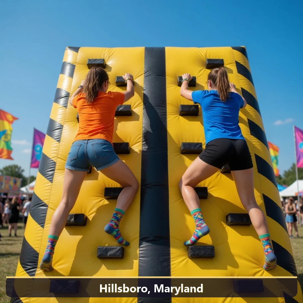 Inflatable obstacle course rental for events in Hillsboro, Maryland