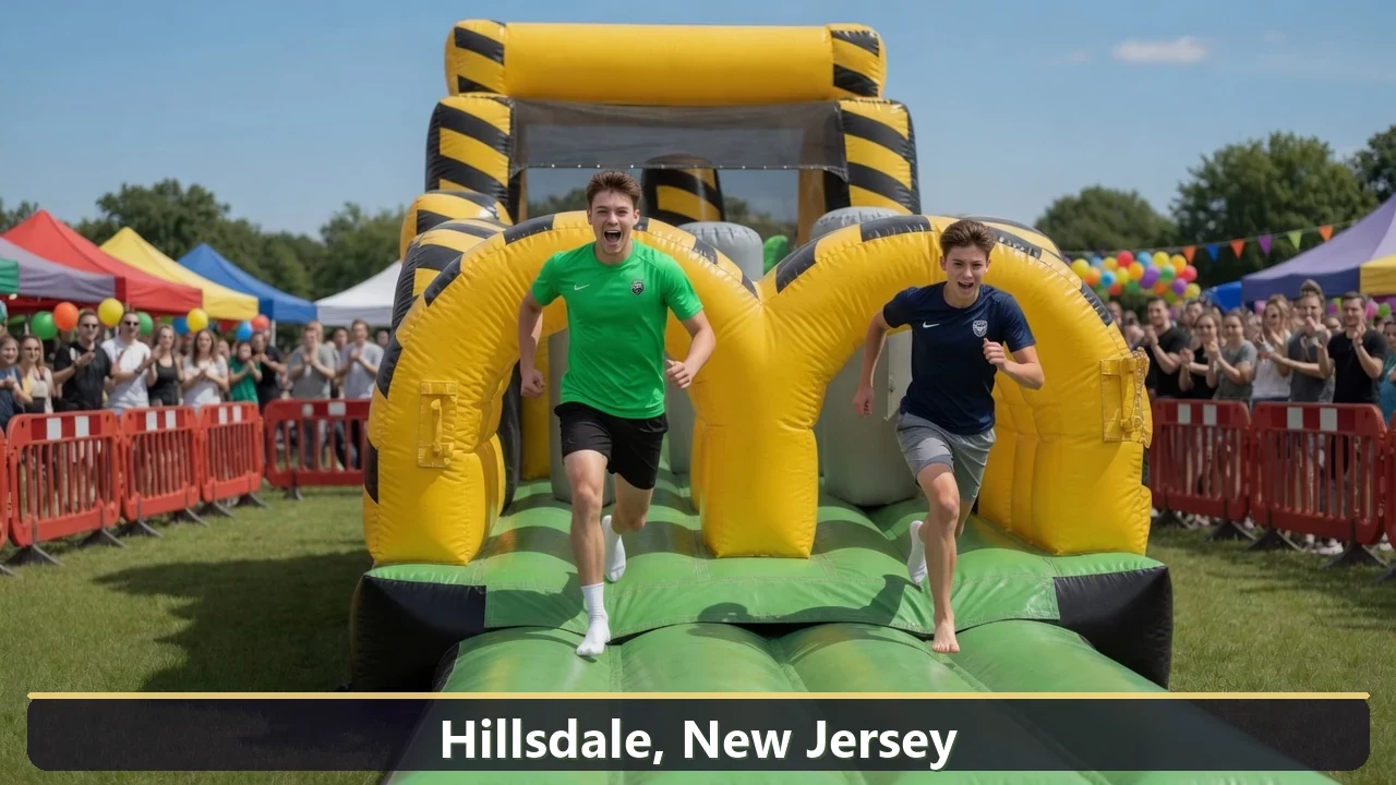 Inflatable obstacle course rental for events in Hillsdale, New Jersey