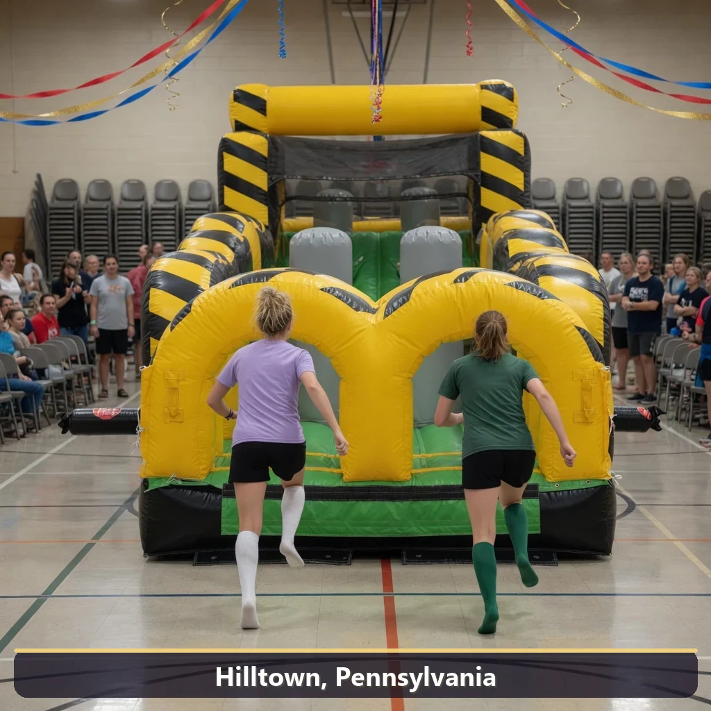 Inflatable obstacle course rental for events in Hilltown, Pennsylvania