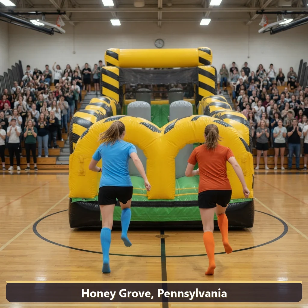 Inflatable obstacle course rental for events in Honey Grove, Pennsylvania