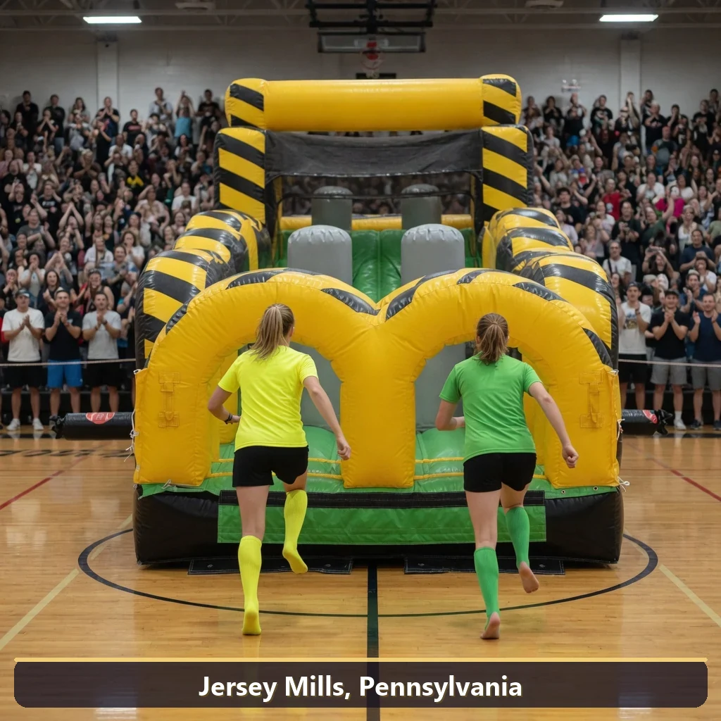 Inflatable obstacle course rental for events in Jersey Mills, Pennsylvania