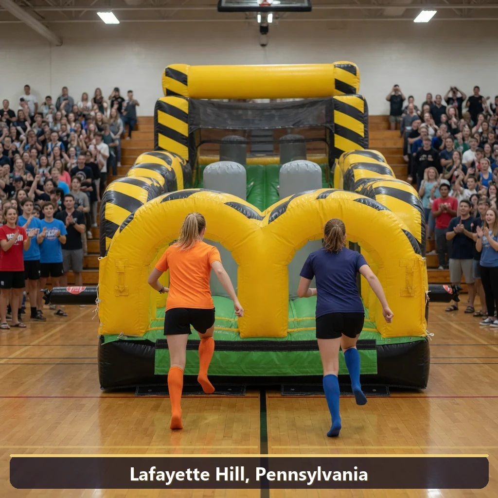 Inflatable obstacle course rental for events in Lafayette Hill, Pennsylvania